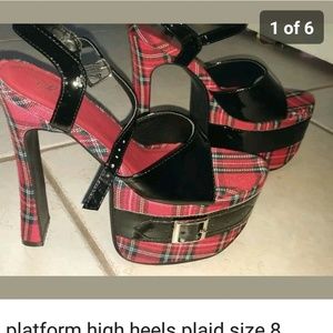Platform plaid high heels